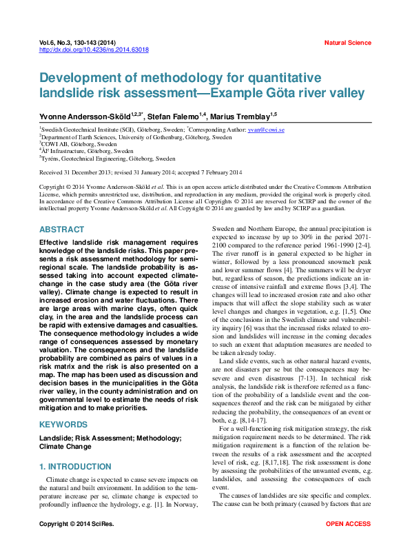 (PDF) Development of methodology for quantitative landslide risk ...