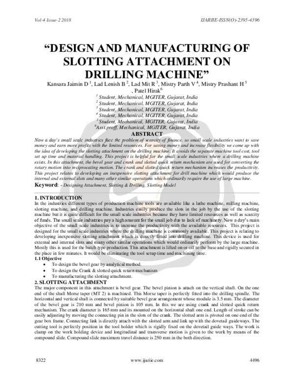 (PDF) Design and Manufacturing of Slotting Attachment on Drilling Machine