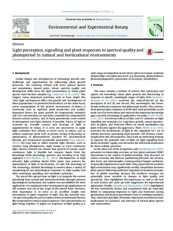 (PDF) Light perception, signalling and plant responses to spectral ...