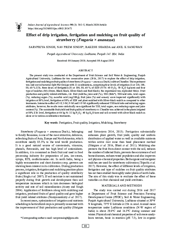 (PDF) Effect of drip irrigation, fertigation and mulching on fruit ...