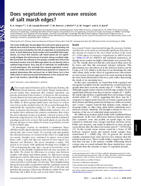 (PDF) Does vegetation prevent wave erosion of salt marsh edges? Iris
