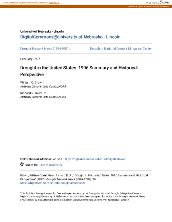 (PDF) Drought in the United States: 1996 Summary and Historical Perspective