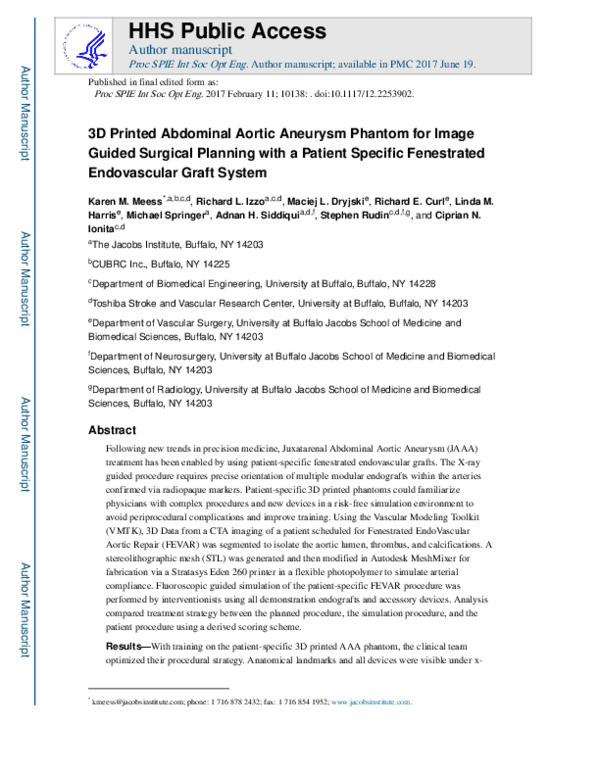 (PDF) 3D Printed Abdominal Aortic Aneurysm Phantom for Image Guided ...