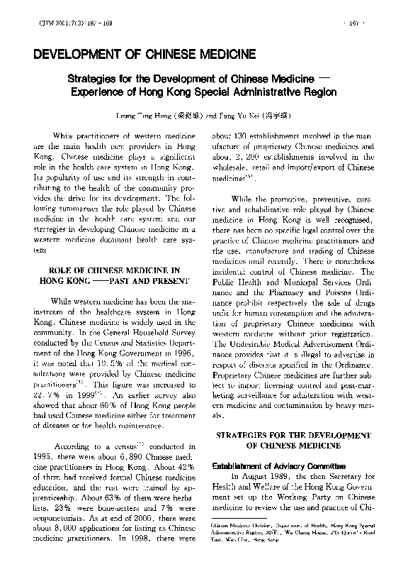 (PDF) Strategies for the development of Chinese medicine — Experience ...