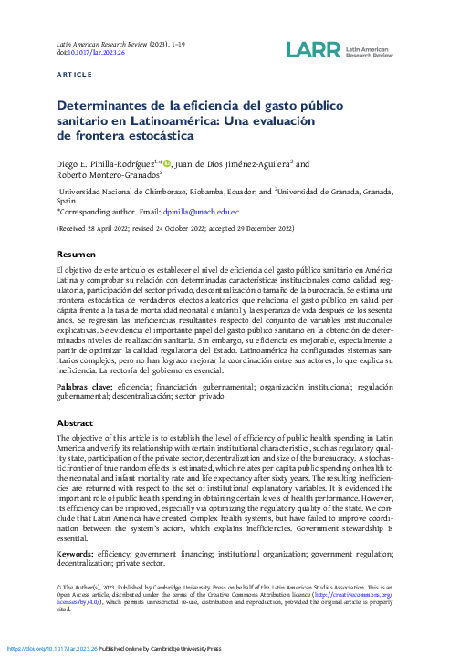 (PDF) Determinantes de la eficiencia del gasto público sanitario en ...