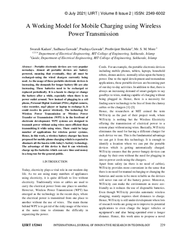 (PDF) Wireless Mobile Charger Sadhana Gawade Academia.edu