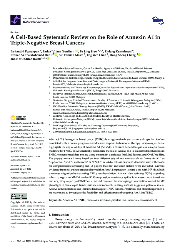 (PDF) A Cell-Based Systematic Review on the Role of Annexin A1 in ...