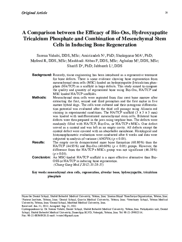 (PDF) A comparison between the efficacy of Bio-Oss, hydroxyapatite ...