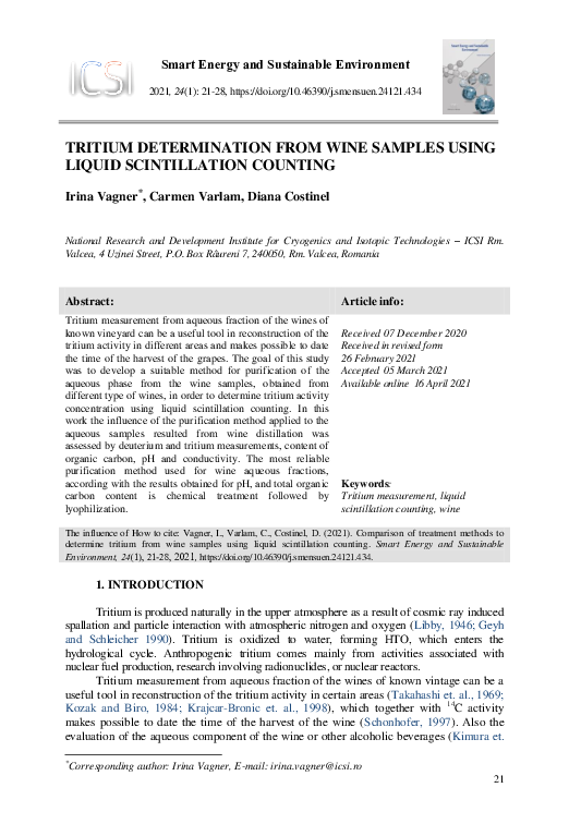 (PDF) Tritium Determination from Wine Samples Using Liquid