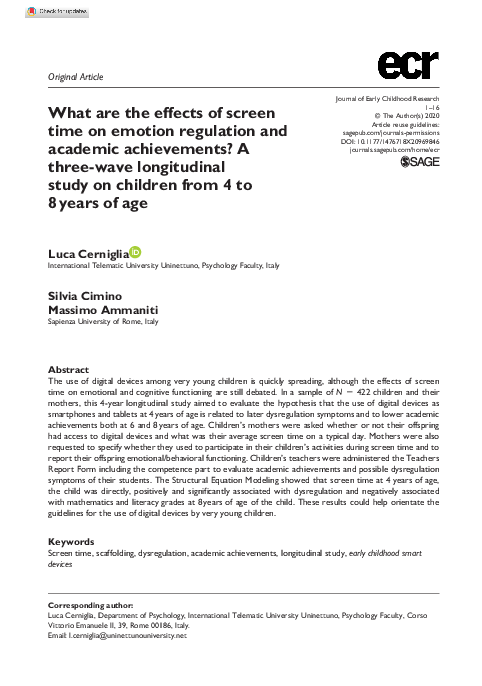 (PDF) What are the effects of screen time on emotion regulation and ...