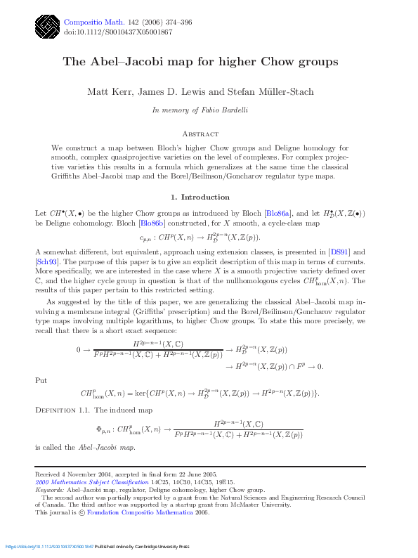 (PDF) The AbelJacobi map for higher Chow groups Matt Kerr Academia.edu