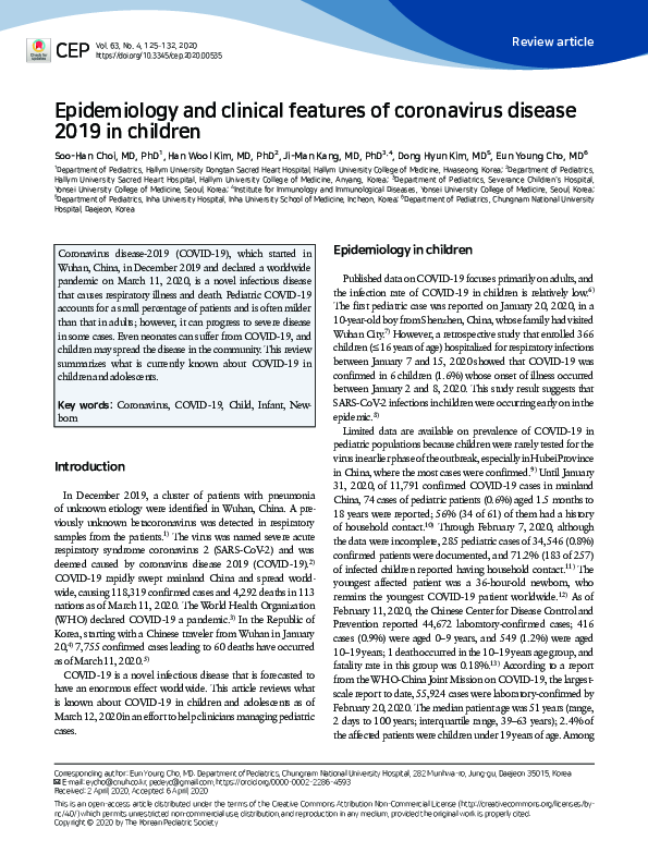 (PDF) Epidemiology and clinical features of coronavirus disease 2019 in ...
