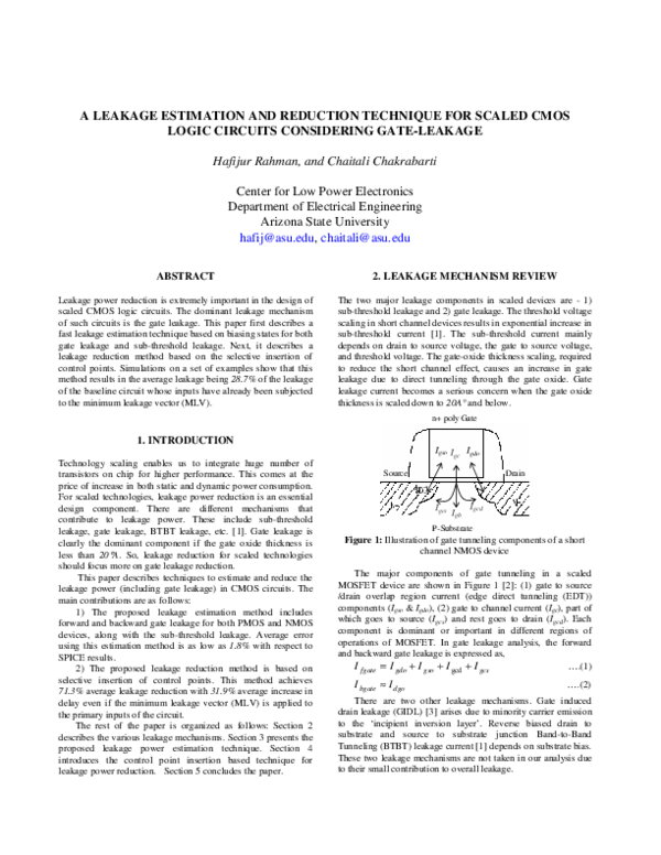 (PDF) A leakage estimation and reduction technique for scaled CMOS ...