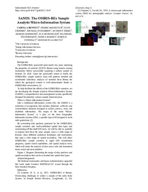(PDF) SAMIS: The OSIRIS-REx Sample Analysis Micro-Information System