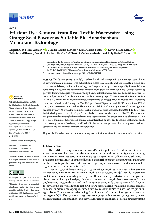 (PDF) Efficient Dye Removal from Real Textile Wastewater Using Orange ...