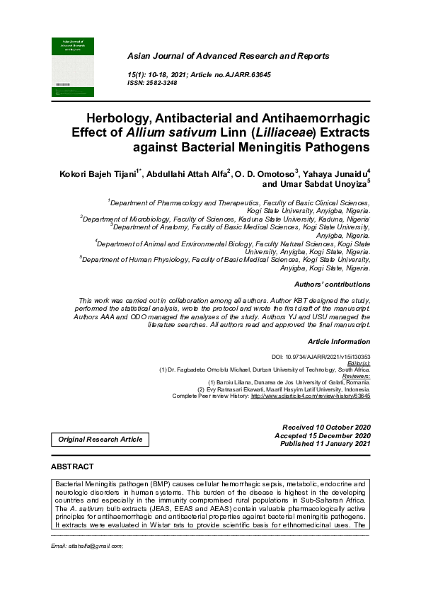 (PDF) Herbology, Antibacterial and Antihaemorrhagic Effect of Allium ...