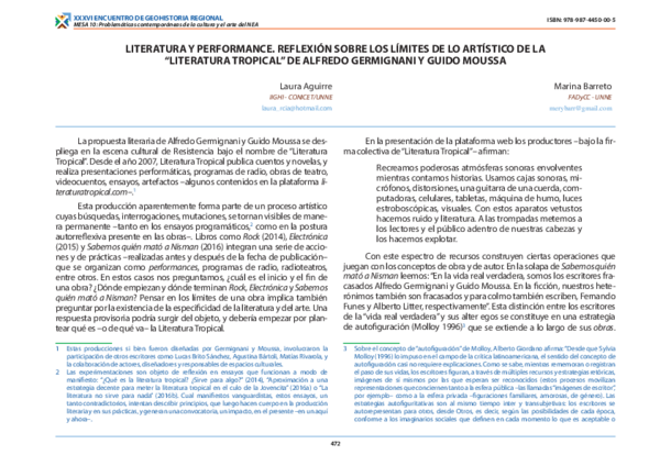 (PDF) Literatura y performance. Reflexión sobre los límites de lo ...