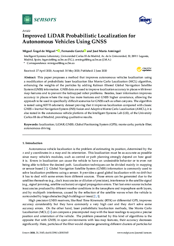 (PDF) Improved LiDAR Probabilistic Localization for Autonomous Vehicles ...
