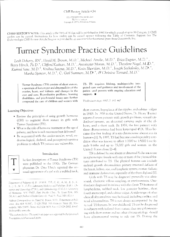 (PDF) Turner Syndrome Practice Guidelines Kevin Sheridan Academia.edu
