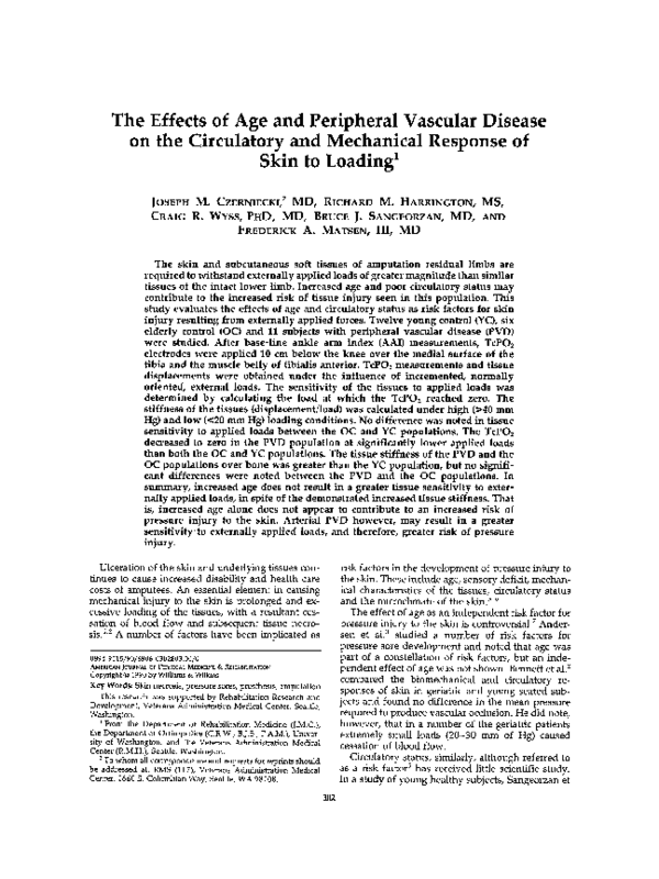 (PDF) The Effects of Age and Peripheral Vascular Disease on the ...