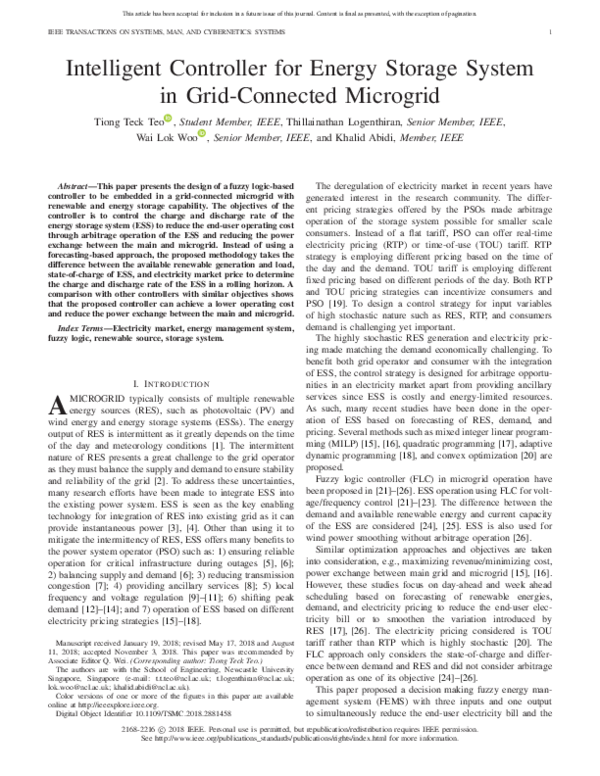 (PDF) Intelligent Controller for Energy Storage System in Grid ...