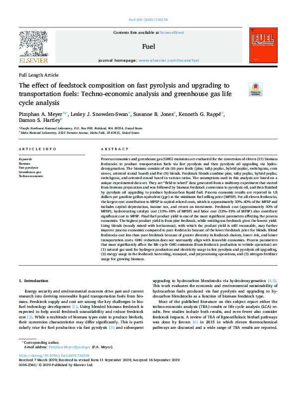 (PDF) The effect of feedstock composition on fast pyrolysis and ...