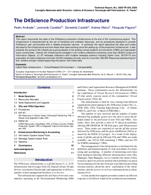 (PDF) The D4Science Production Infrastructure