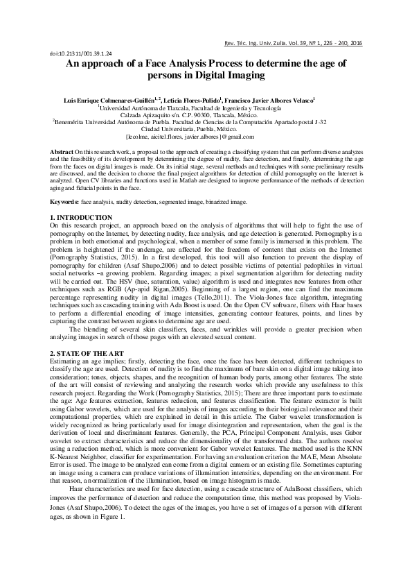 (PDF) An approach of a Face Analysis Process to determine the age of ...