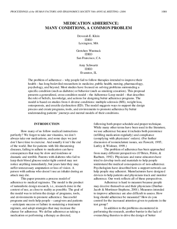 (PDF) Medication adherence: Many conditions, a common problem