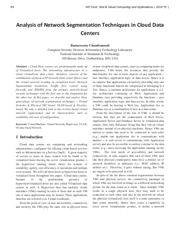(PDF) Analysis of Network Segmentation Techniques in Cloud Data Centers ...