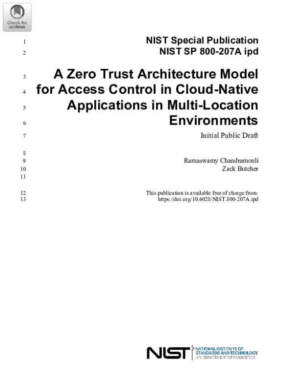 (PDF) A Zero Trust Architecture Model for Access Control in Cloud ...