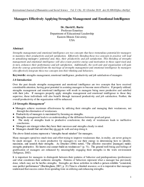 (PDF) Managers Effectively Applying Strengths Management and Emotional ...