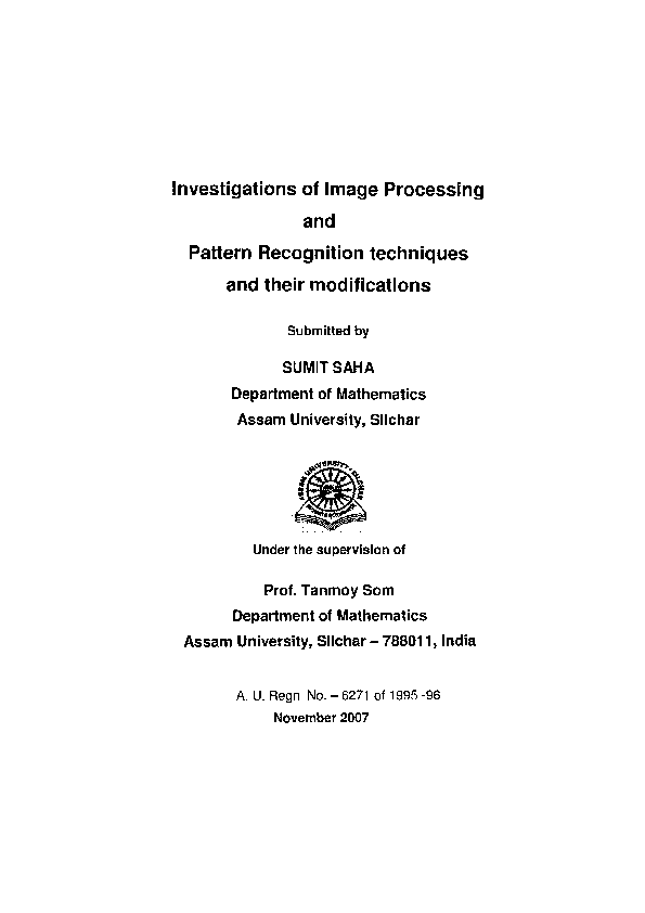 (PDF) Investigations of image processing and pattern recognition ...