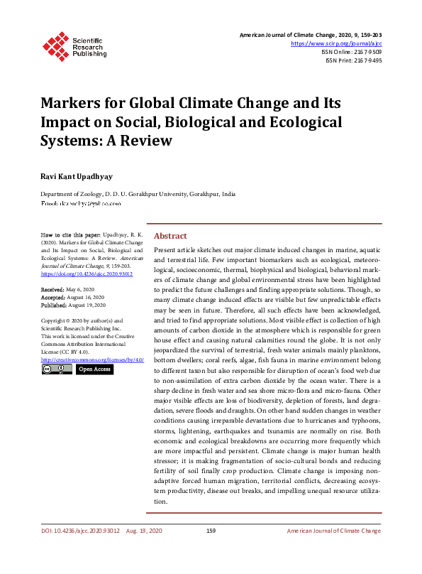 (PDF) Markers for Global Climate Change and Its Impact on Social ...