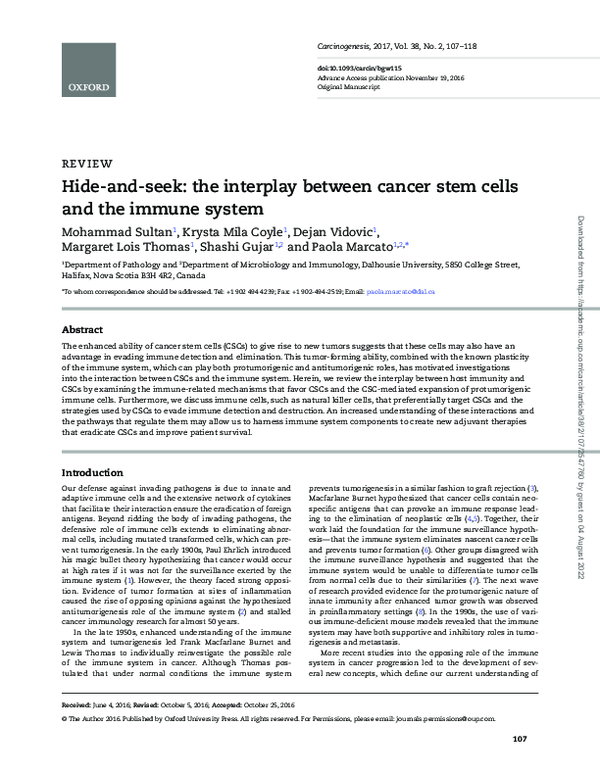 (PDF) Hide-and-seek: the interplay between cancer stem cells and the ...