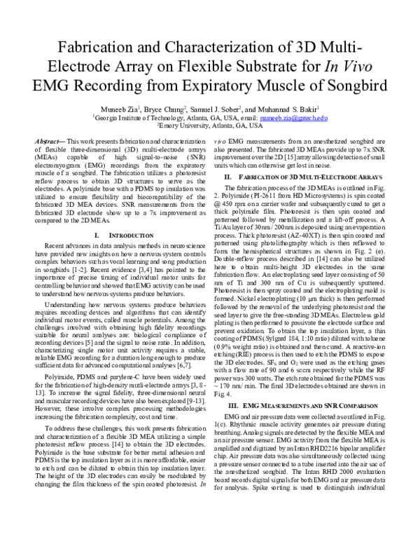 (PDF) Fabrication and Characterization of 3D Multi-Electrode Array on ...