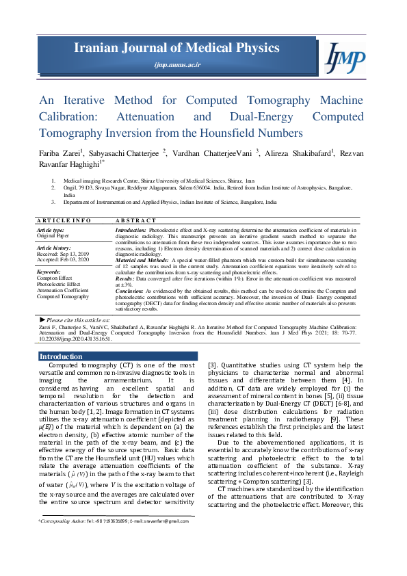 (PDF) Title: An iterative method for CT machine calibration ...