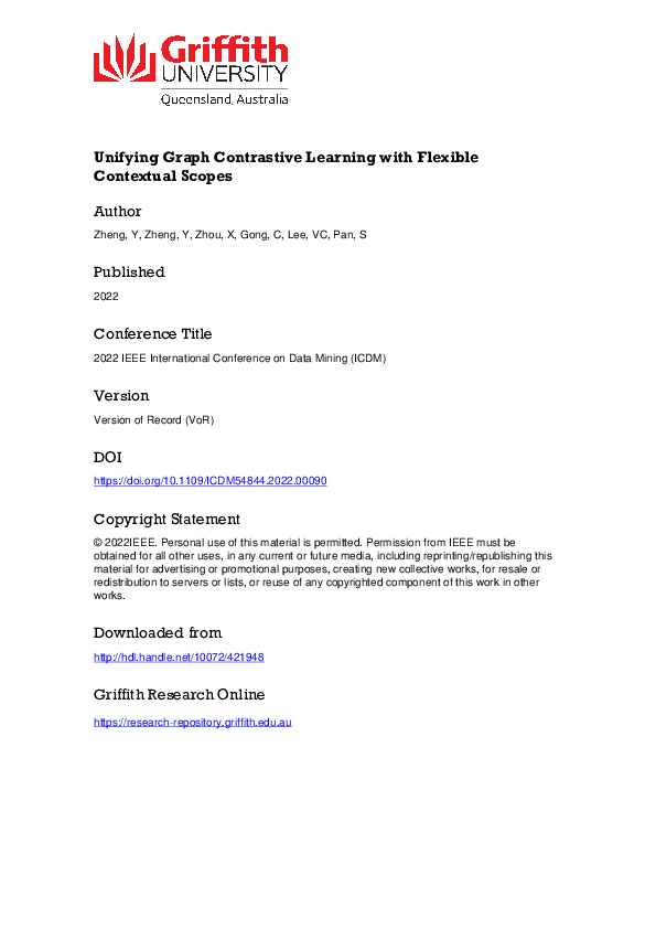 (PDF) Unifying Graph Contrastive Learning with Flexible Contextual Scopes