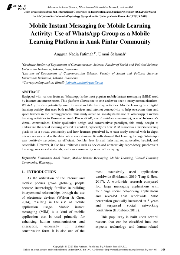(PDF) Mobile Instant Messaging for Mobile Learning Activity: Use of ...