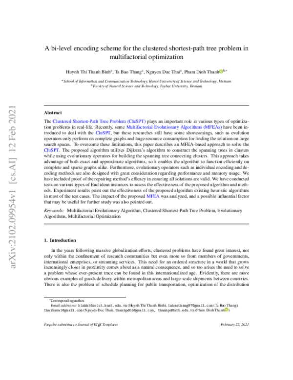 (PDF) A bi-level encoding scheme for the clustered shortest-path tree ...