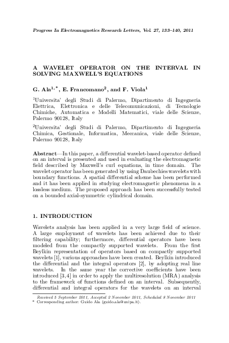 (PDF) A Wavelet Operator on the Interval in Solving Maxwell's Equations