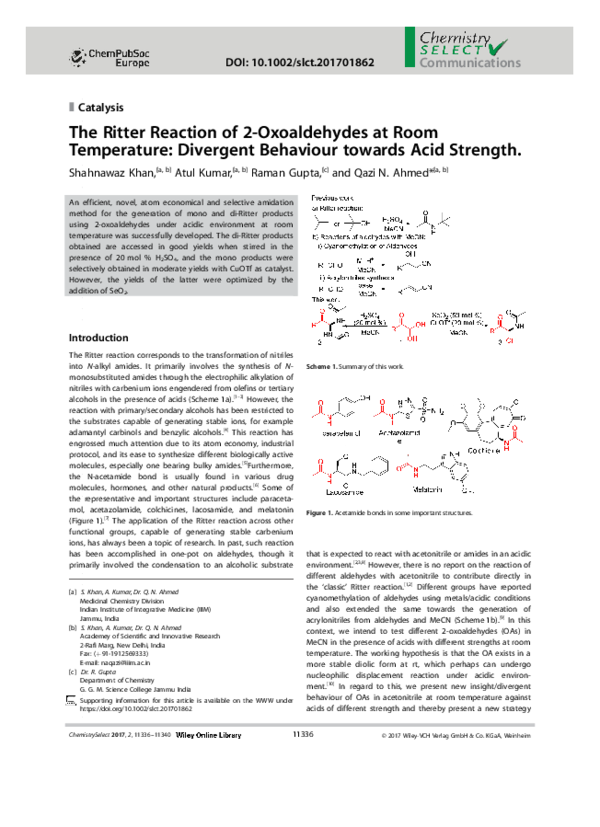 (PDF) The Ritter Reaction of 2-Oxoaldehydes at Room Temperature ...