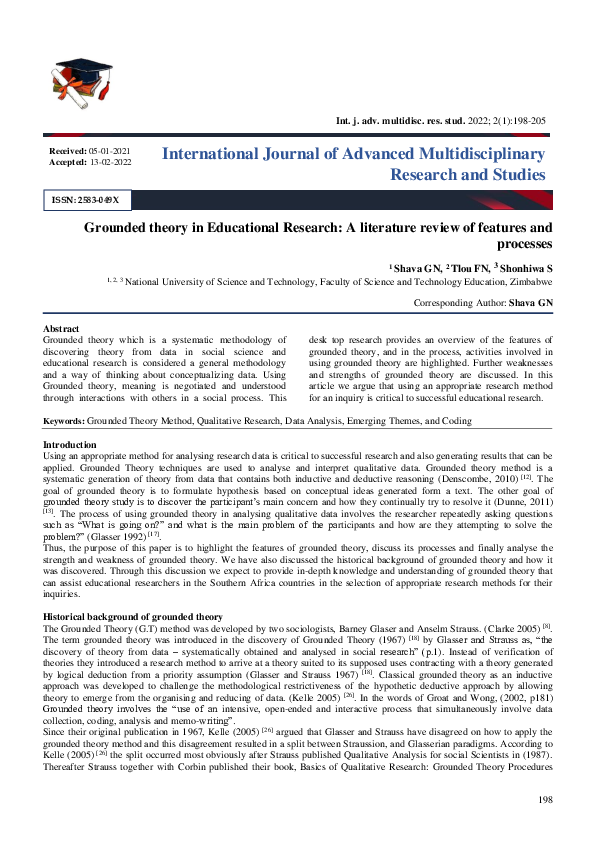 (PDF) Grounded theory in Educational Research: A literature review of ...