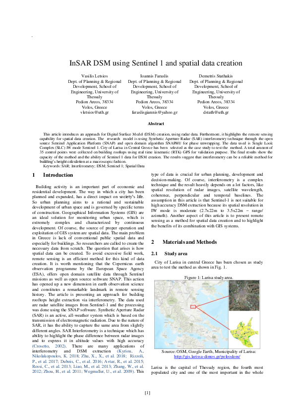 (PDF) InSAR DSM using Sentinel 1 and spatial data creation