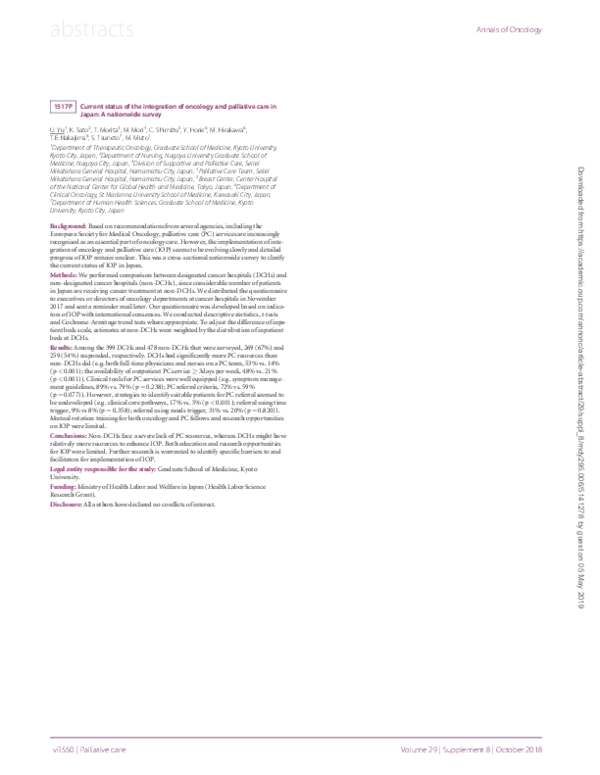 (PDF) 1517PCurrent status of the integration of oncology and palliative ...