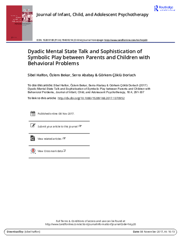 (PDF) Dyadic Mental State Talk and Sophistication of Symbolic Play ...