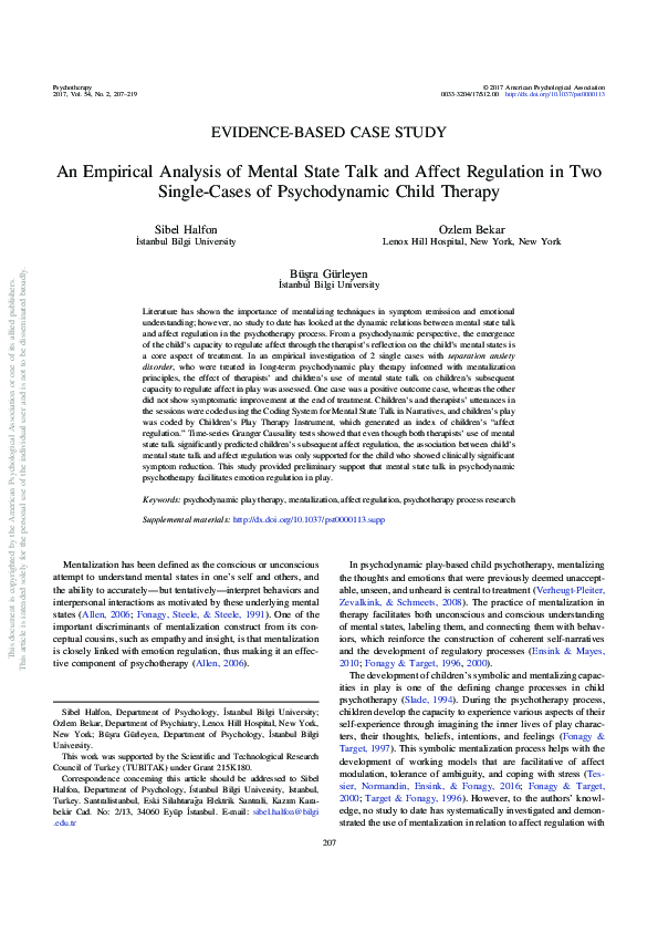 (PDF) An empirical analysis of mental state talk and affect regulation ...