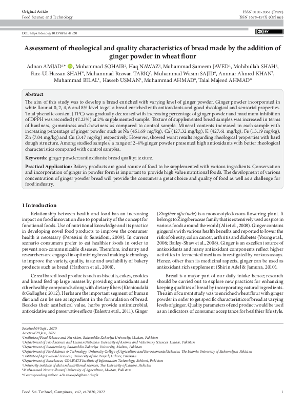 (PDF) Assessment of rheological and quality characteristics of bread ...