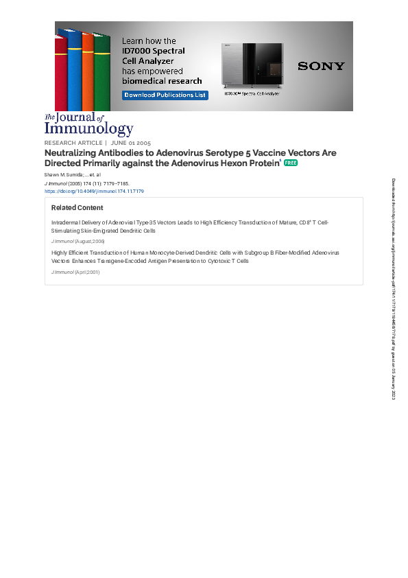 (PDF) Neutralizing Antibodies to Adenovirus Serotype 5 Vaccine Vectors ...