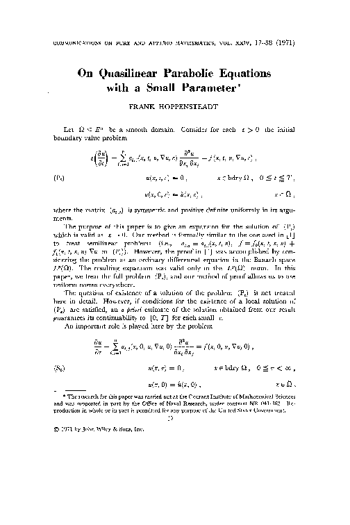 (PDF) On quasilinear parabolic equations with a small parameter